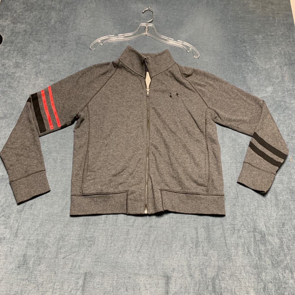 Under Armour Loose Fit Full Zip Jacket Womens Medium Heather Gray Long Sleeve